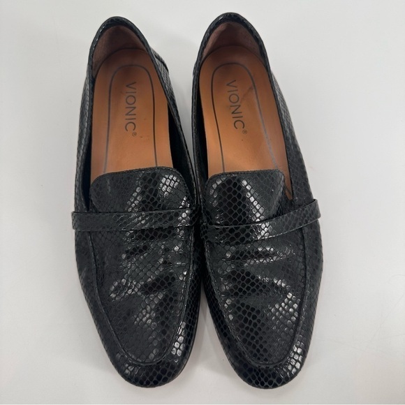 Vionic Zana Black Lizard Embossed Loafers Size 8 - Picture 2 of 6